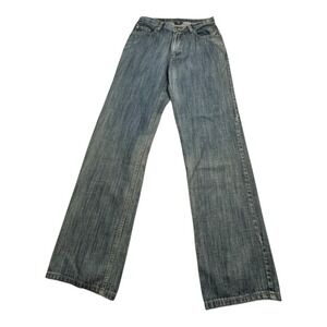 Oliveo Men's Blue Denim Jeans Embroidered Pockets Bootcut Size 30X32